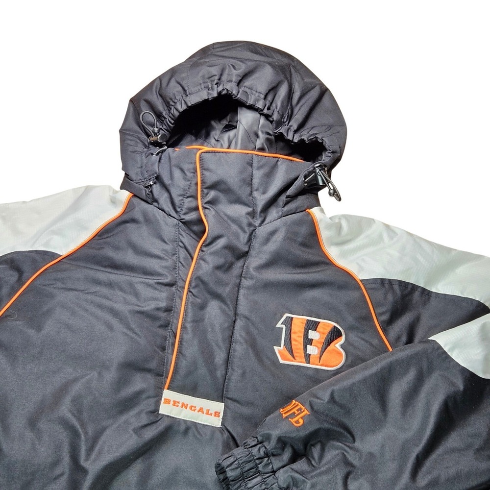 Cincinnati Bengals‎ NFL Pullover Jacket Mens M Black Orange Anorak Windbreaker
